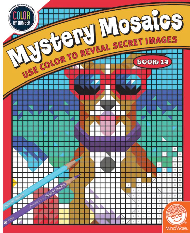 CAHIER À COLORIER POUR ADULTES - COLORIAGE MYSTÈRE - MYSTERY MOSAICS - TOME 14 - Version anglaise