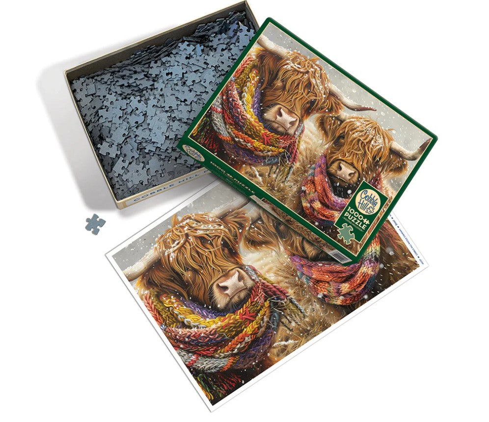 COBBLE HILL PUZZLE 1000 PIECES - BRRR! TWO HIGHLAND COWS #40337