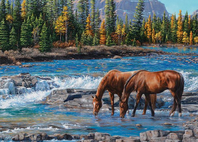 COBBLE HILL PUZZLE 1000 PIECES - HORSES ON THE ROCKS #40267
