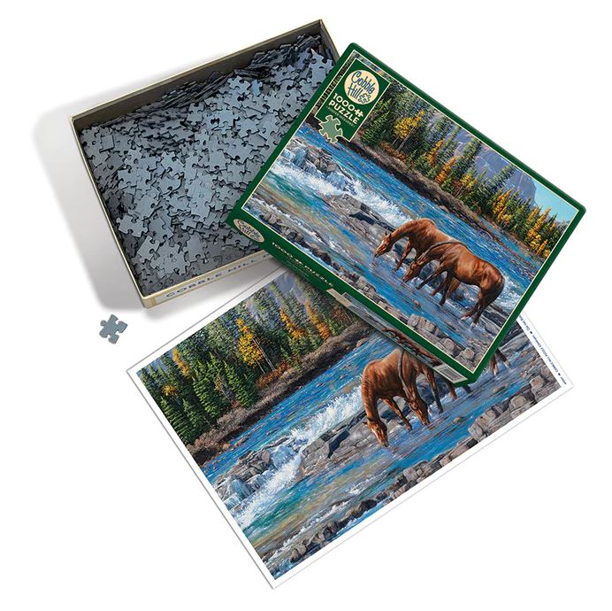 COBBLE HILL PUZZLE 1000 PIECES - HORSES ON THE ROCKS #40267