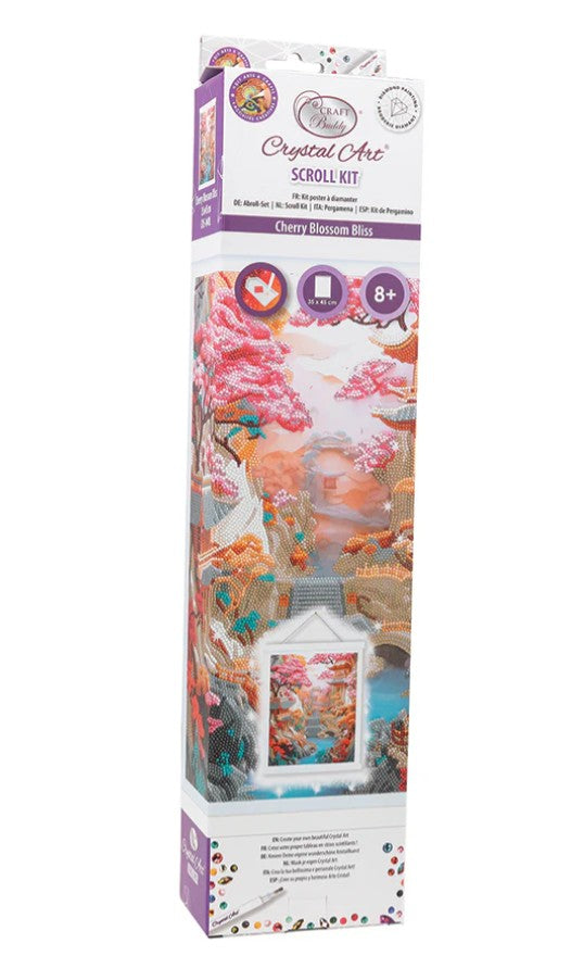 CRYSTAL ART - PAYSAGE JAPONAIS CERISIERS EN FLEURS 35CM X 45CM - DIAMOND DOTZ (KIT DE PARCHEMIN)