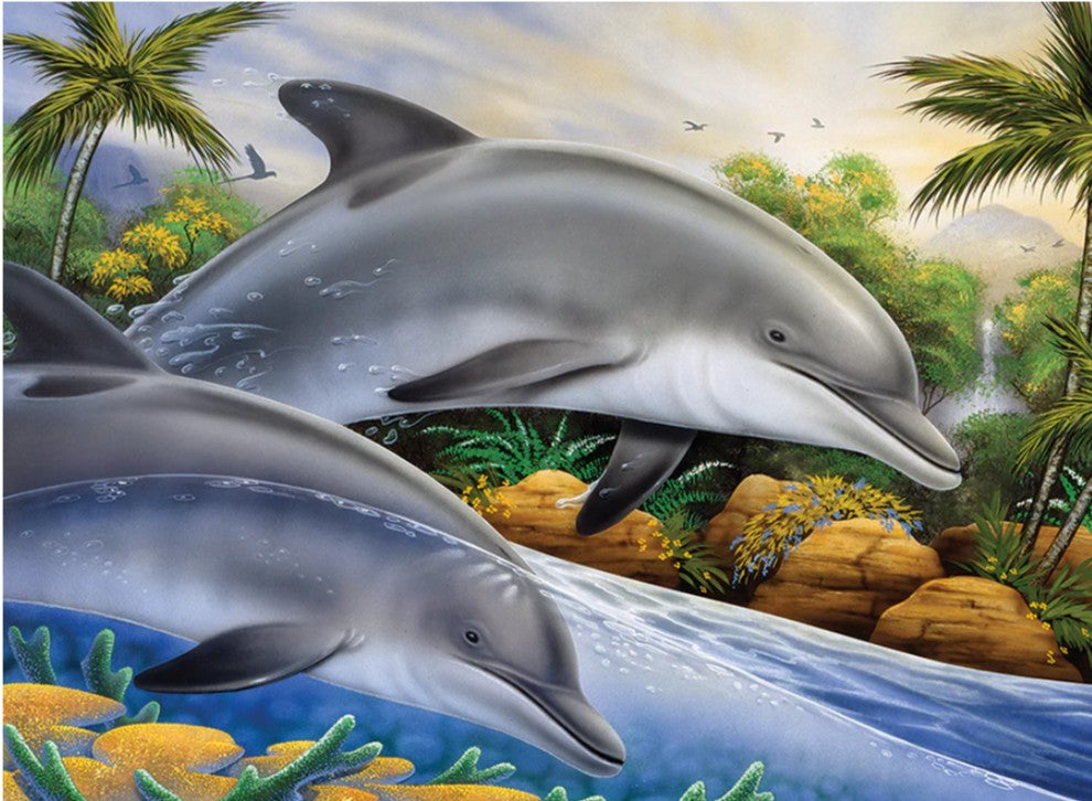 PEINTURE À NUMÉROS ADULTE LARGE - ÎLE DE DAUPHINS