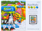 PEINTURE À NUMÉROS 14 X 11 - CHIEN POUVOIR DES FLEURS