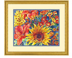 PEINTURE À NUMÉROS 14 X 11 - FLEURS TOURNESOL AVEC FOND BLEU
