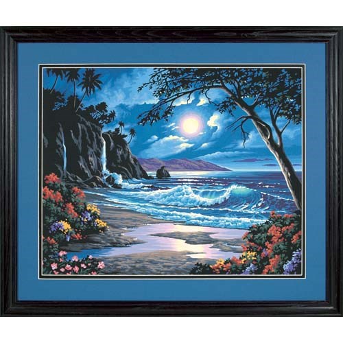 PEINTURE À NUMÉROS 20X16 PARADIS SOUS LA LUNE (GRANDE)