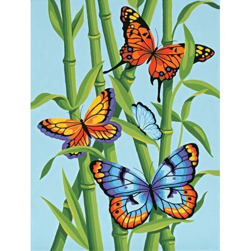 PAINT BY NUMBER 9X12 BUTTERFLY AND BAMBOO