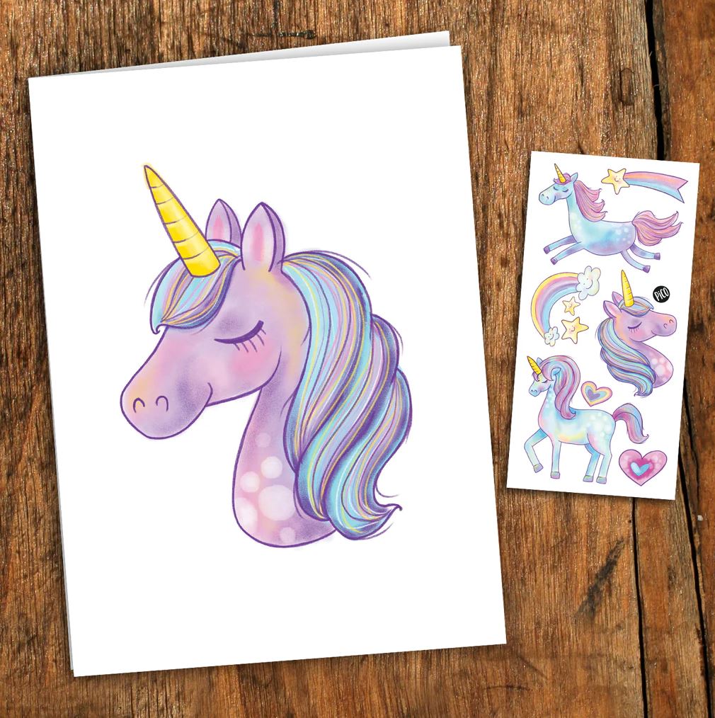 PICO TATTOO - GREETING CARD - CUTE UNICORNS
