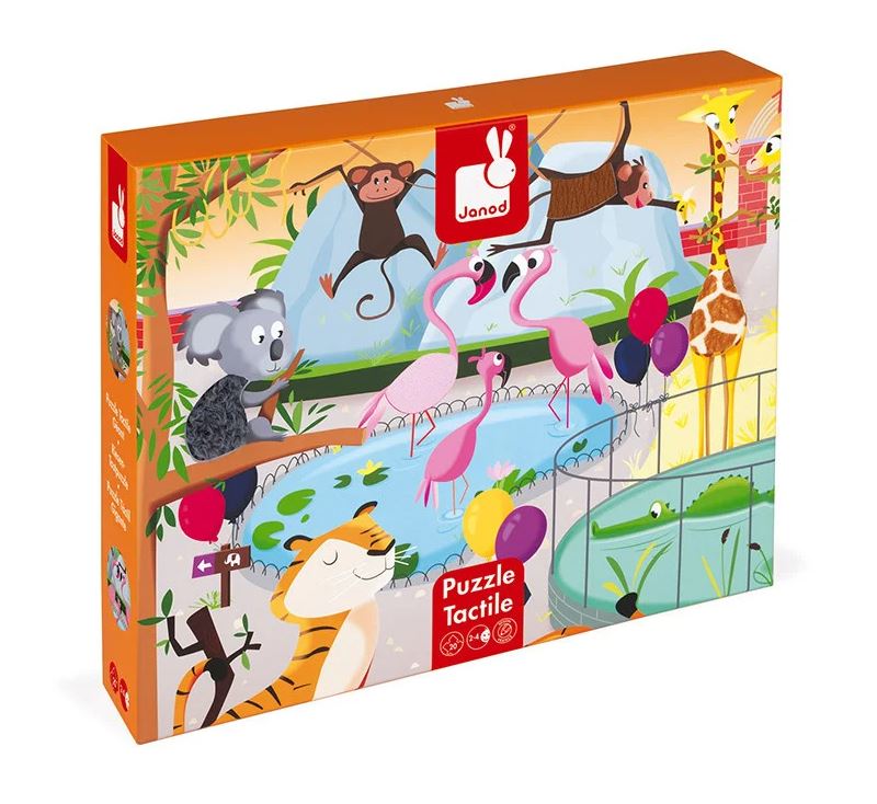 *26 JANOD CASSE-TÊTE 20 PIÈCES TACTILE - JOURNÉE AU ZOO #J02774