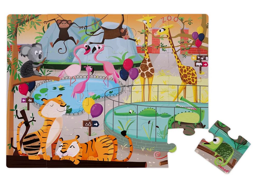 *26 JANOD CASSE-TÊTE 20 PIÈCES TACTILE - JOURNÉE AU ZOO #J02774