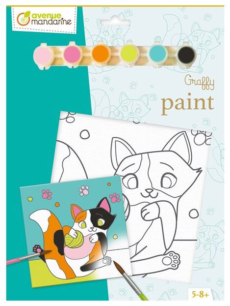 AVENUE MANDARINE - GRAFFY PAINT - DESSIN À PEINDRE CHAT 20CM X 20CM