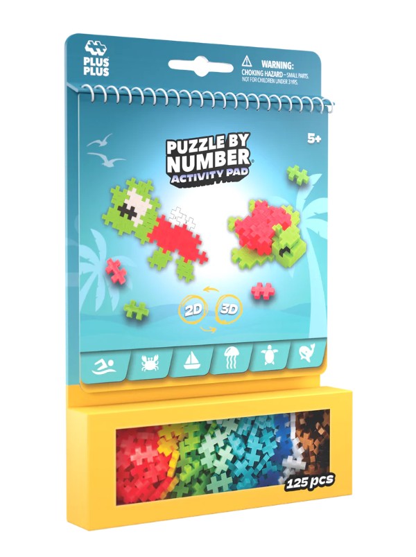 PLUS-PLUS PUZZLE BY NUMBERS - ACTIVITY BOOK - OCEAN - 125 PIECES