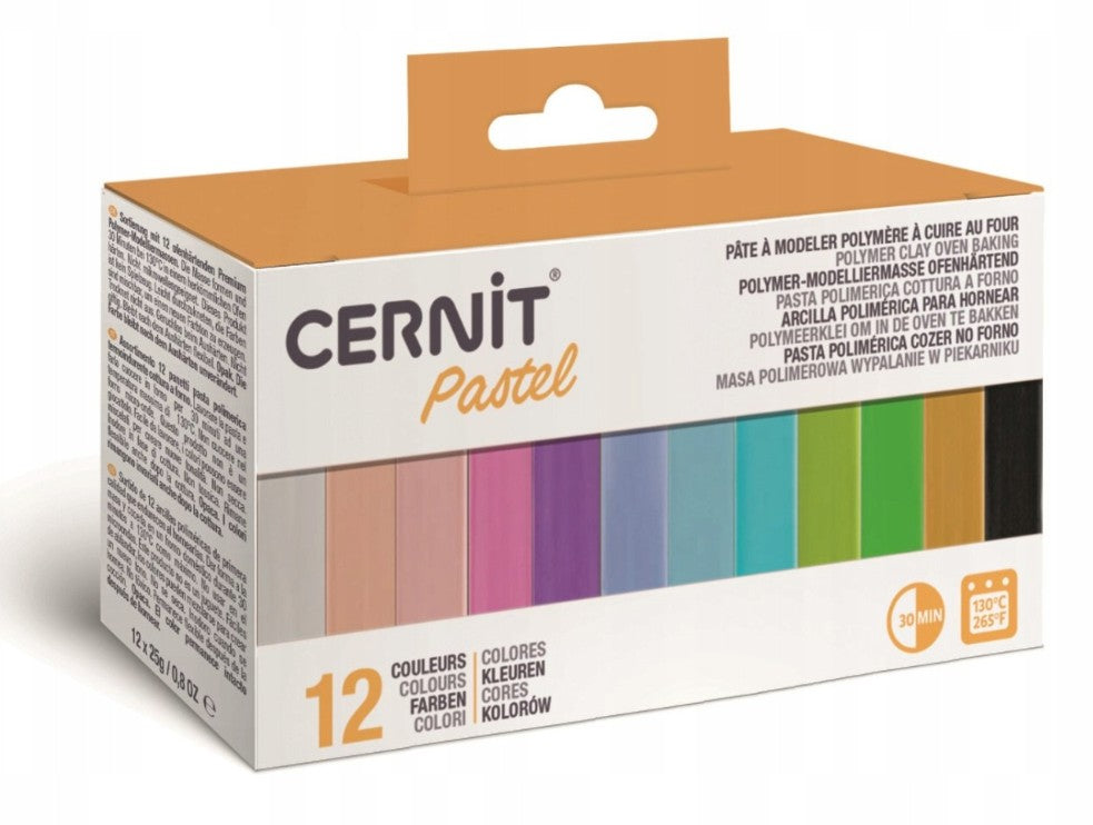 CERNIT - PÂTES POLYMÈRE ASSORTIMENTS DE 12 COULEURS PASTELS (12 MINIS PAINS DE 25G CHACUN)
