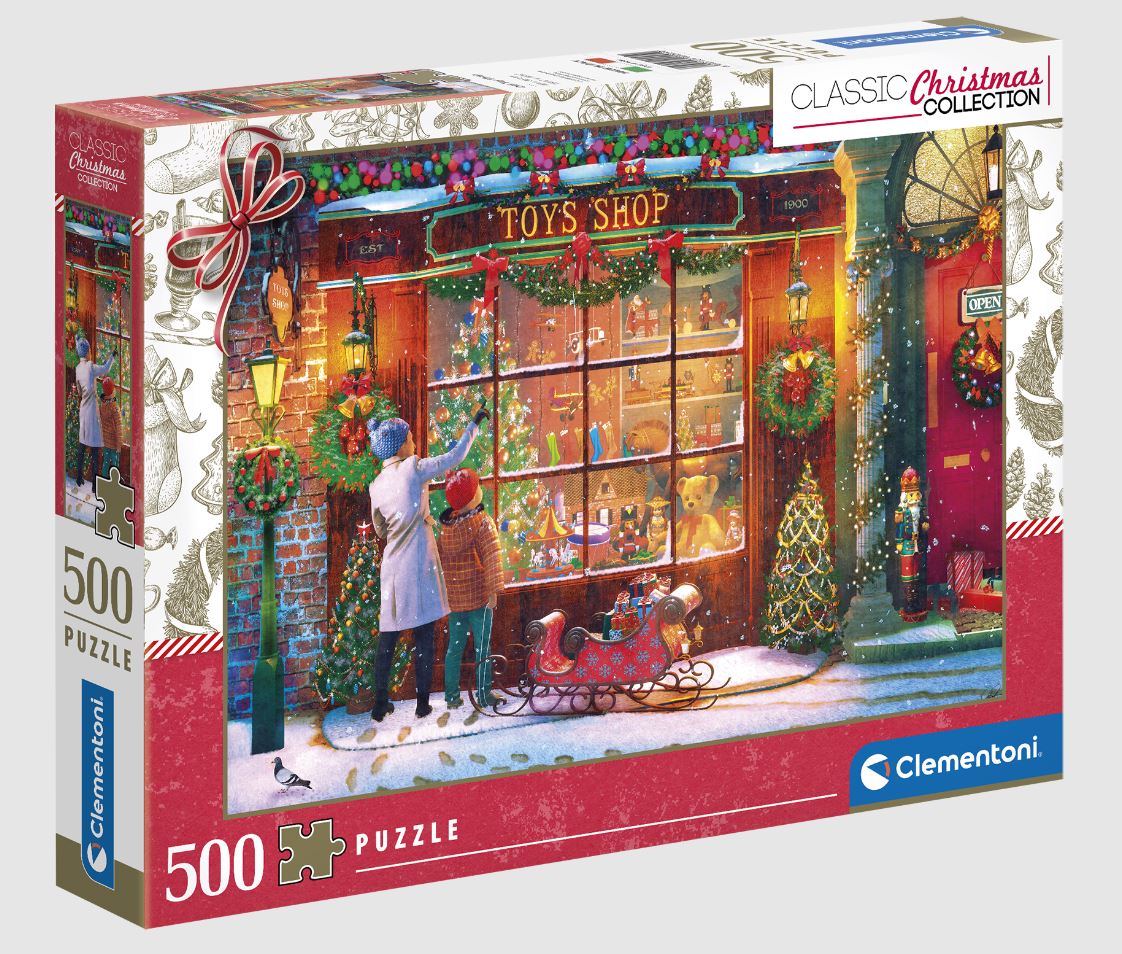 CLEMENTONI JIGSAW PUZZLE 500 PIECES - ANTIQUE TOY SHOP (CHRISTMAS) #81496