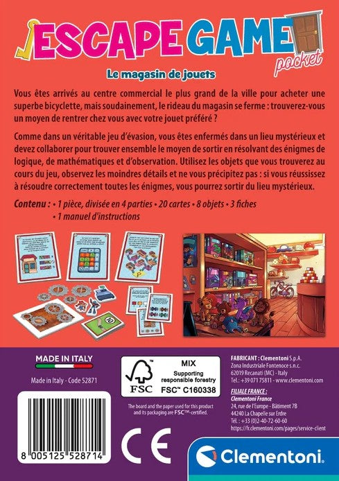 CLEMENTONI - JEU ESCAPE GAME - LE MAGASIN DE JOUETS (FORMAT DE POCHE)
