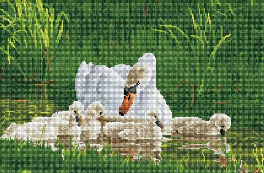 DIAMOND DOTZ - MOTHER SWAN AND HER BABIES