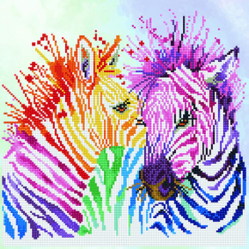 DIAMOND DOTZ - ZÈBRES ARC-EN-CIEL - DIAMOND PAINTING - PEINTURE À DIAMOND