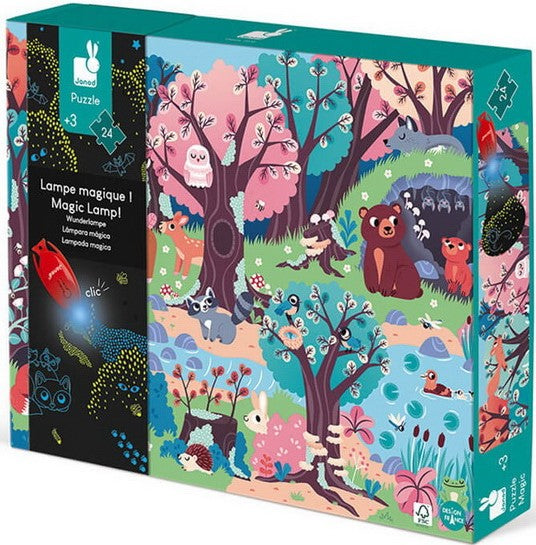 JANOD CASSE-TÊTE MAGIQUE 24 PIÈCES - LA FORÊT + MINI LAMPE