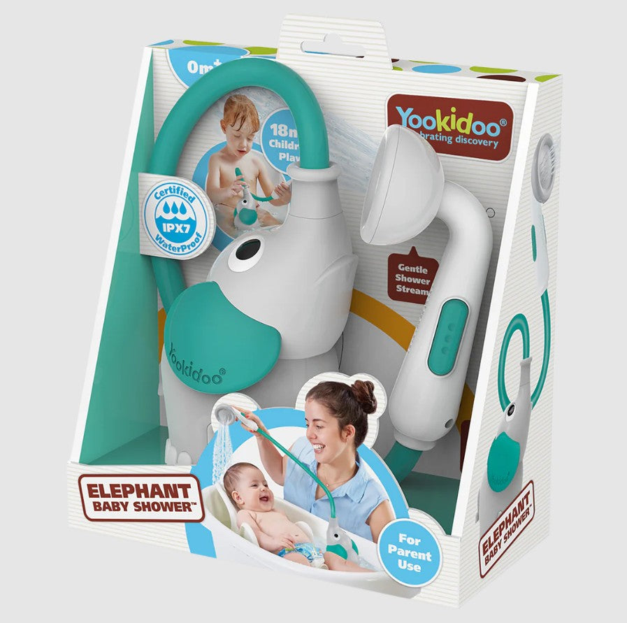 YOODKIDOO - DOUCHE ÉLÉPHANT POUR BÉBÉ - GRIS & VERT FORÊT