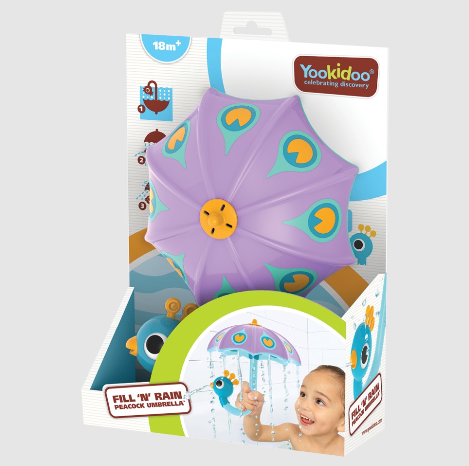 YOOKIDOO - JEU DE BAIN - REMPLIS & PLUIE PARAPLUIE PAON - MAUVE