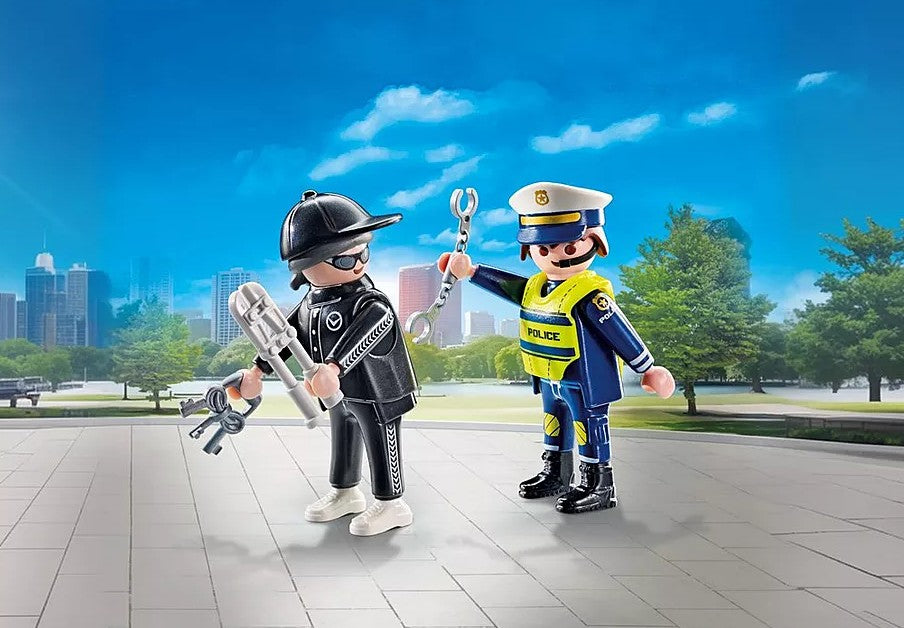 PLAYMOBIL DUO PACK - POLICIER ET BANDIT AVEC MENOTTES ET ACCESSOIRES #71804