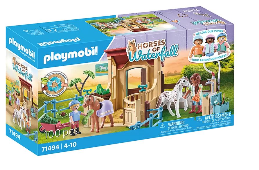 PLAYMOBIL HORSES OF WATERFALL - RIDERS WITH STALL AND PONIES #71494