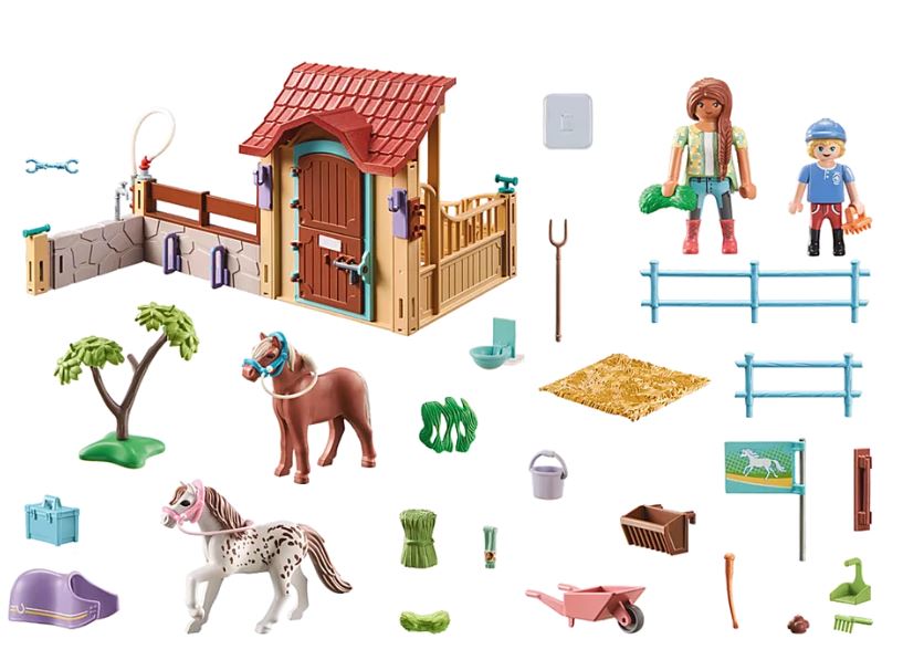 PLAYMOBIL HORSES OF WATERFALL - RIDERS WITH STALL AND PONIES #71494
