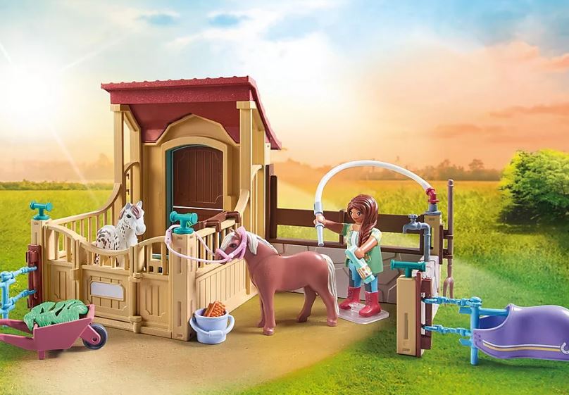 PLAYMOBIL HORSES OF WATERFALL - RIDERS WITH STALL AND PONIES #71494