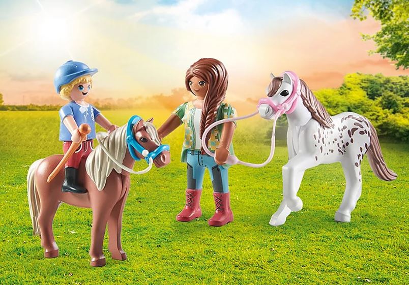 PLAYMOBIL HORSES OF WATERFALL - RIDERS WITH STALL AND PONIES #71494