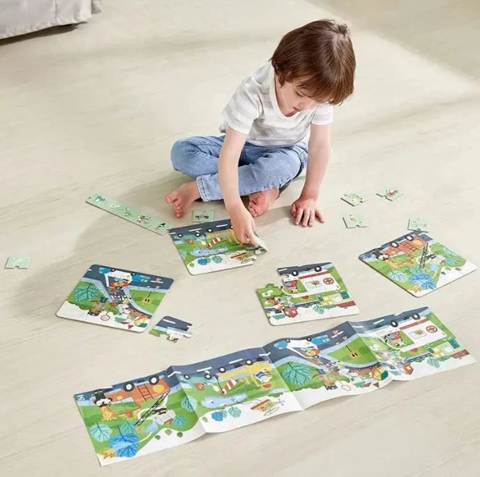 HAPE 4-IN-1 PROGRESSIVE PUZZLE - 9-12-16-20 PIECES - EMERGENCY VEHICLES #E1639