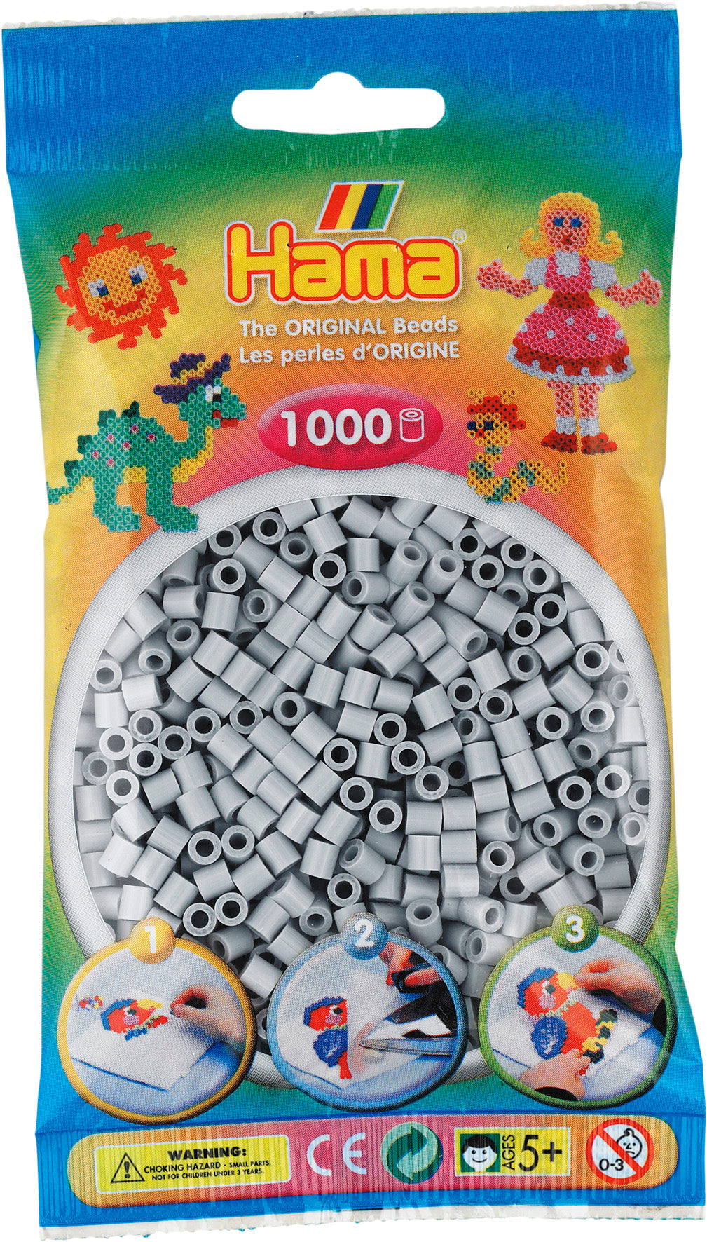 HAMA - SAC PERLES HAMA GRIS PÂLE