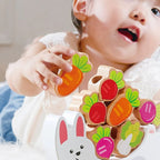 WOODEN RABBIT STACKING AND THREADING GAME