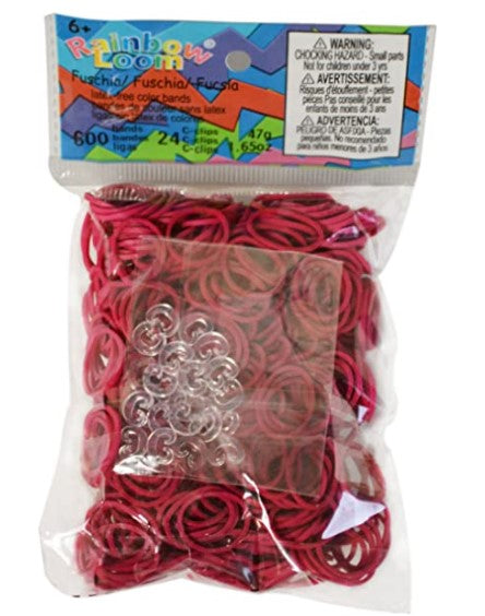 SACS D'ÉLASTIQUES À BRACELETS FUSHIA POUR RAINBOW LOOM