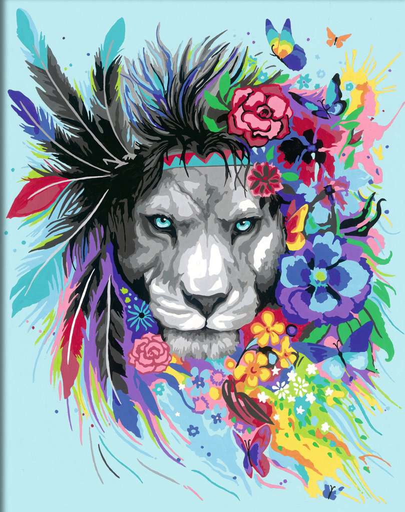 PEINTURE À NUMÉROS CREART RAVENSBURGER - BOHO LION "MEILLEUR VENDEUR" - 10" X 12" MOYENNE