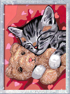 RAVENSBURGER CREART PAINT BY NUMBERS - PEACEFUL KITTEN WITH GLITTER - 7" X 10" SMALL