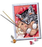 RAVENSBURGER CREART PAINT BY NUMBERS - PEACEFUL KITTEN WITH GLITTER - 7" X 10" SMALL