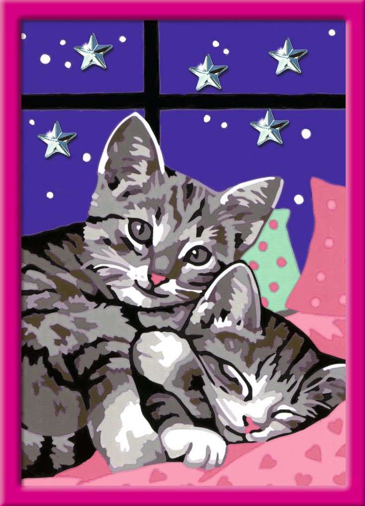 PEINTURE À NUMÉROS CREART RAVENSBURGER - CHATONS ENDORMIS AVEC GEMMES - 5" X 7" MINI