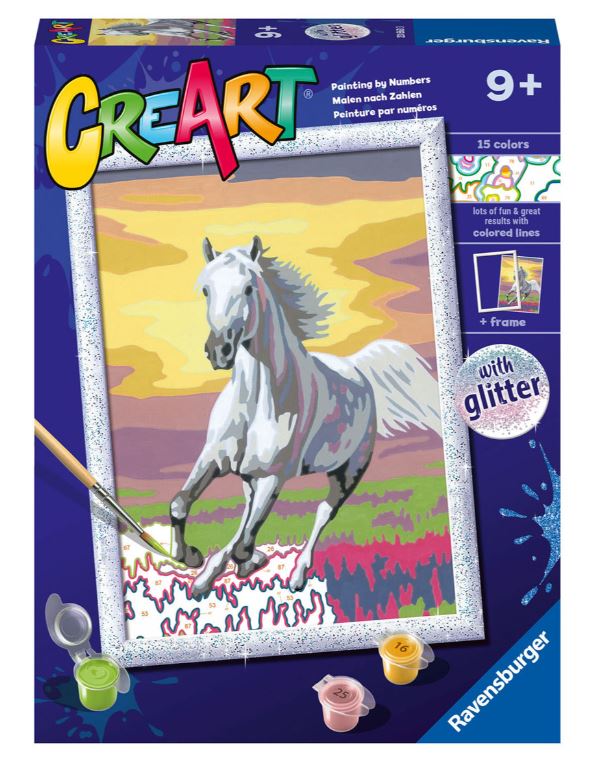 RAVENSBURGER CREART PAINT BY NUMBERS - HORSE AT SUNSET - 7" X 10" SMALL