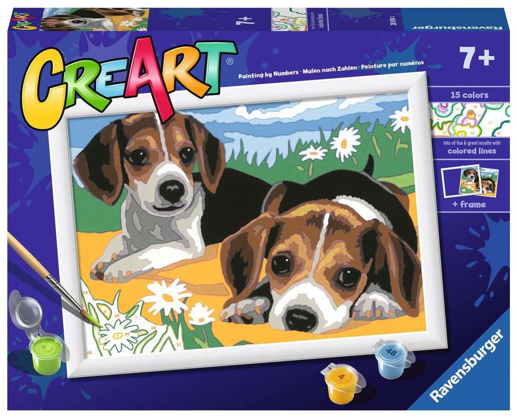 PAINT BY NUMBERS CREART RAVENSBURGER - JACK RUSSELL PUPPIES - 7" X 10" SMALL