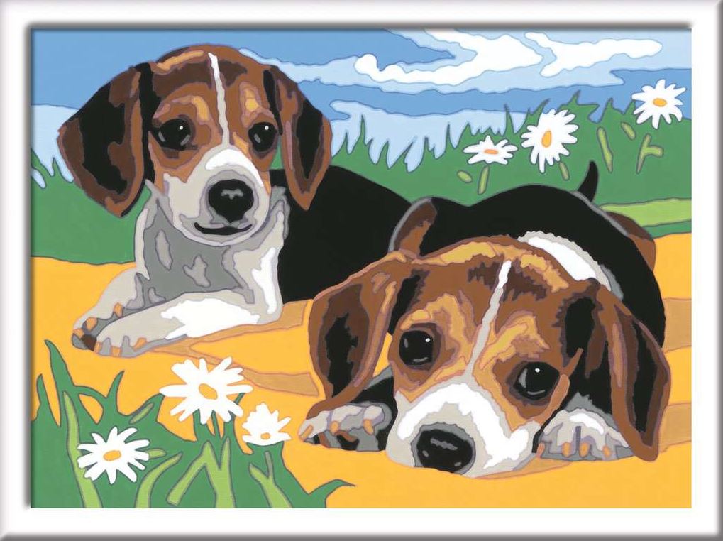 PAINT BY NUMBERS CREART RAVENSBURGER - JACK RUSSELL PUPPIES - 7" X 10" SMALL