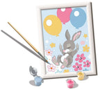 PEINTURE À NUMÉROS CREART RAVENSBURGER - LAPIN ET BALLONS AVEC GEMMES - 5" X 7" MINI