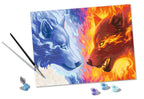 RAVENSBURGER CREART PAINT BY NUMBER - FIRE AND ICE WOLVES - 12" X 16" LARGE