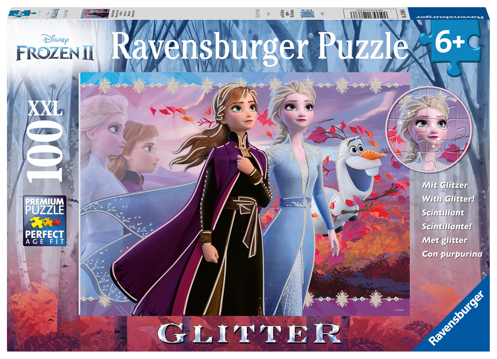 RAVENSBURGER CASSE-TÊTE 100 LARGES PIÈCES - REINE DES NEIGES DEUX SOEURS UNIES SCINTILLANT #12868
