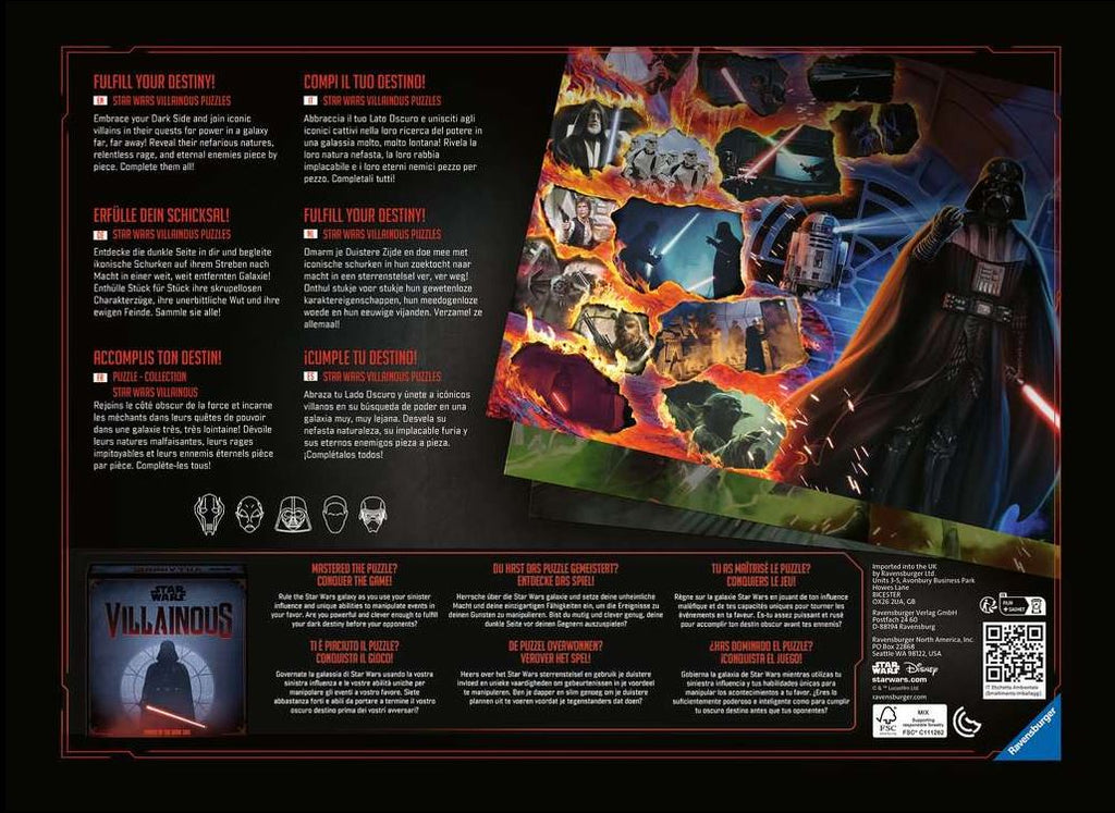 RAVENSBURGER CASSE-TÊTE 1000 PIÈCES - STAR WARS VILLAINOUS - DARTH VADER #12001119
