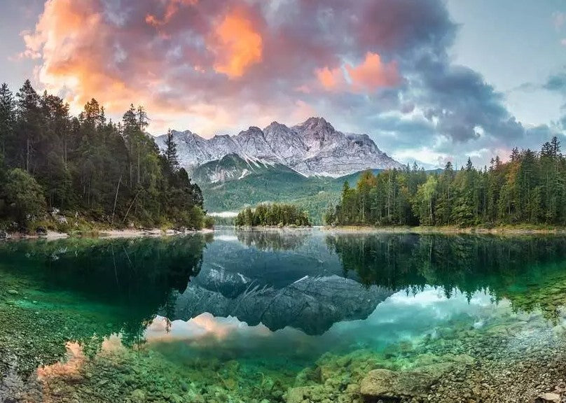 RAVENSBURGER JIGSAW PUZZLE 1000 PIECES - ZUGSPITZE AT LAKE EIBSEE, GERMANY #12000358