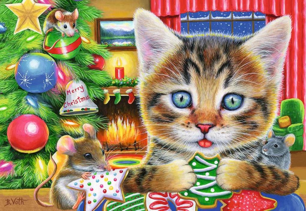 RAVENSBURGER CASSE-TÊTE 2X24 PIÈCES - CHATONS DE NOËL #12004059