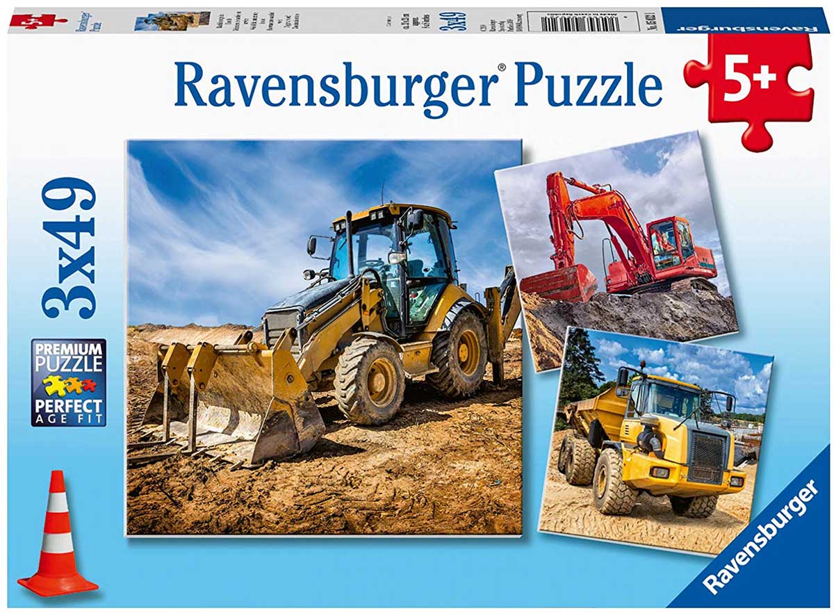 RAVENSBURGER CASSE-TÊTE 3 X 49 PIÈCES - VÉHICULES DE CHANTIER #05032
