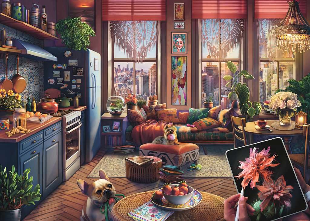 RAVENSBURGER JIGSAW PUZZLE 500 LARGE PIECES - COZY BOHO STUDIO #12001025