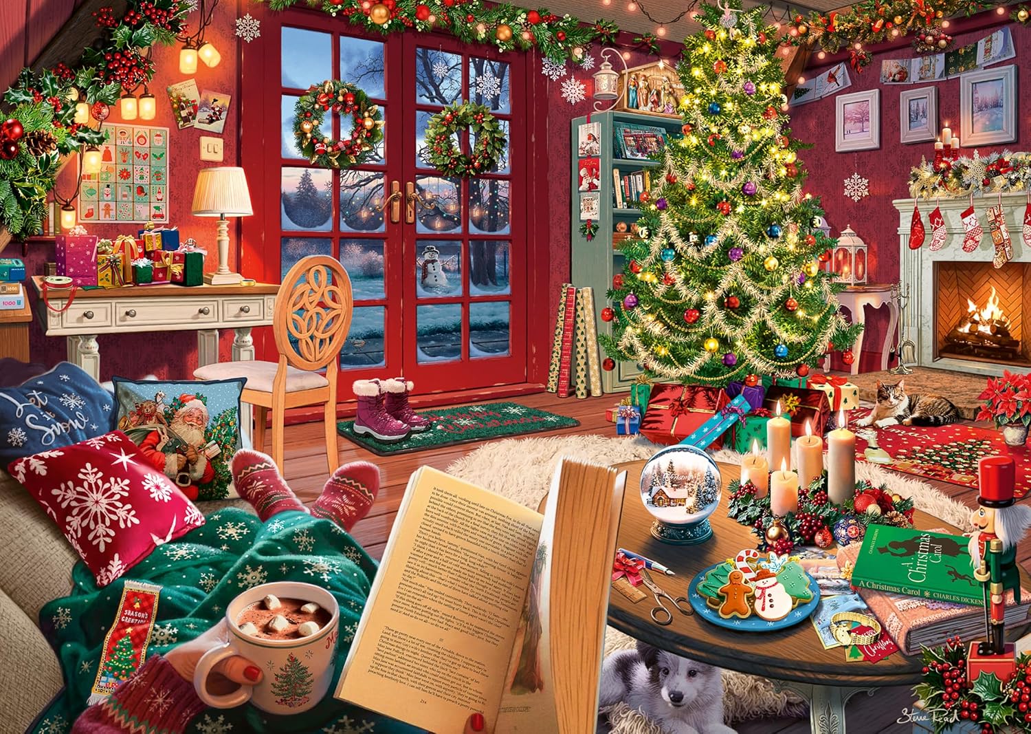 RAVENSBURGER JIGSAW PUZZLE 500 PIECES - COZY CHRISTMAS RETREAT #12001805