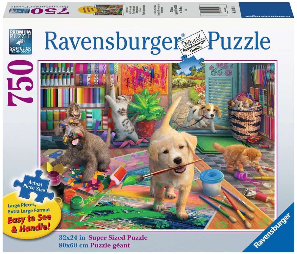 RAVENSBURGER CASSE-TÊTE 750 LARGES PIÈCES - LES PETITS CHIOTS CRÉATIFS #16801