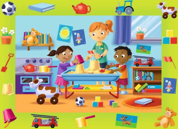RAVENSBURGER CASSE-TÊTE DE PLANCHER 16 PIÈCES - MY FIRST PUZZLES - JOURNÉE AMUSANTE À LA CRÈCHE #03060